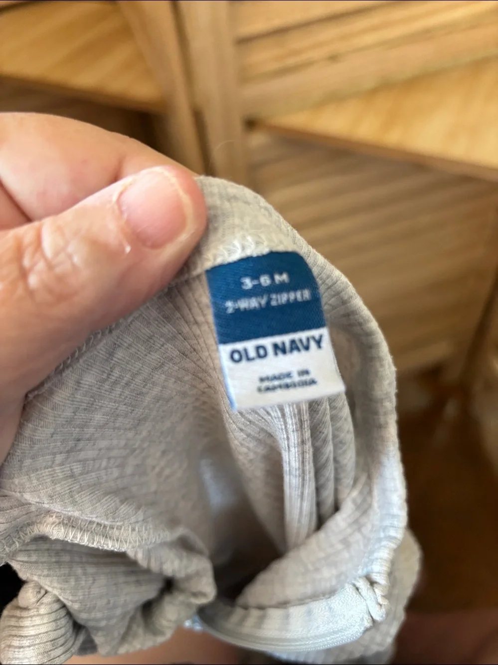 Old Navy Ribbed Zip Footed One-Piece in Light Gray 3-6 months